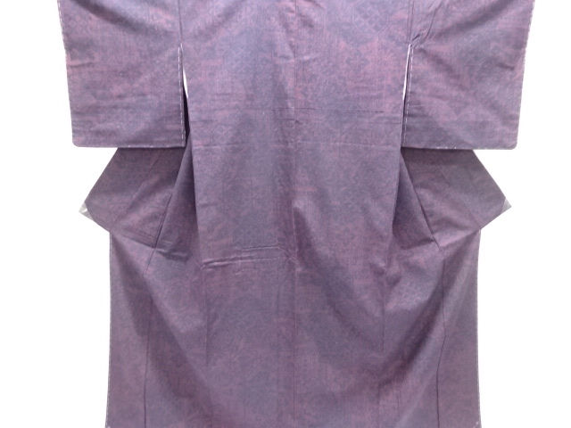 未使用品　花更紗模様織り出し本真綿結城紬着物